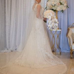 Wedding dress with veil